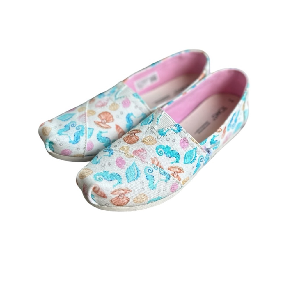 TOMS Women's Alpargata Natural Seashell Print Slip Ons